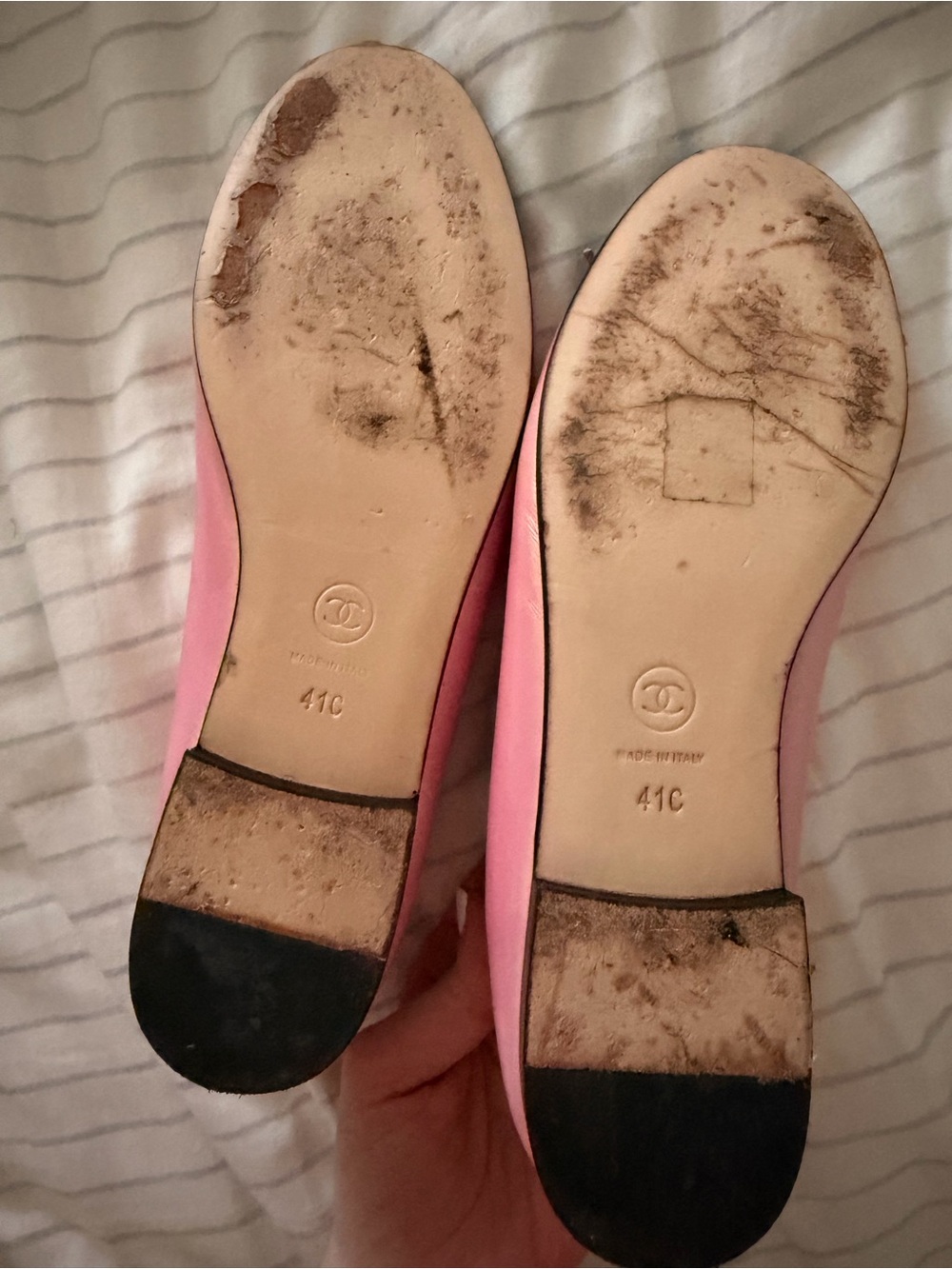 Chanel Pink and Black Two-Tone Ballet Flats with Bow - Picture 11 of 11